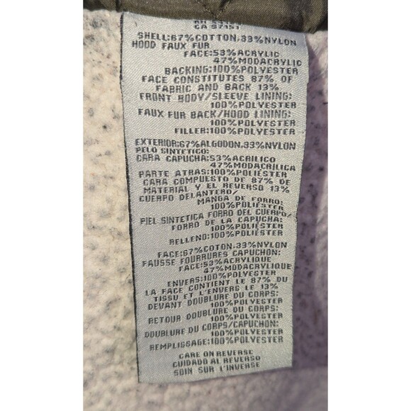 Levis Jacket Green Sherpa Lined Parka Jacket Faux Fur Trim Hooded Size XS (A28) - Picture 5 of 5